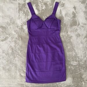 B Darlin Purple Fitted Panel Wide Strap Back Zip Dress Juniors 9 10
